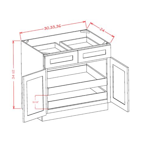 B332RS - Shaker Two Rollout Shelf Base Cabinet Kit - 33"W x 34-1/2"H x ...