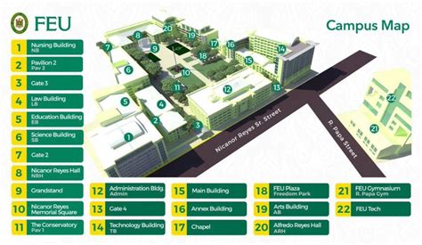 FEU Campus Map | Philippine International Studies Organization (PHISO) | Campus map, Map, Study ...