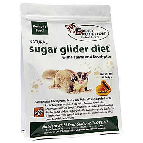 Exotic Nutrition Sugar Glider Diet with Papaya and Eucalyptus (3 lb) - High Protein Complete ...