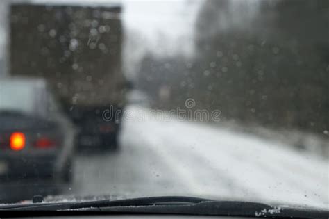 Driving through a Snow Storm Stock Photo - Image of speed, focus: 47466950