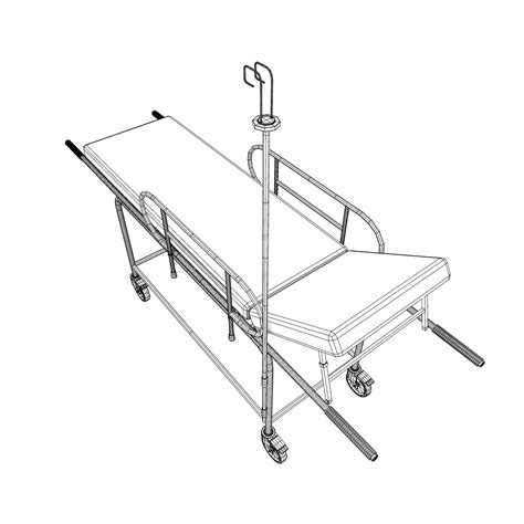 3d model of hospital stretcher bed equipment