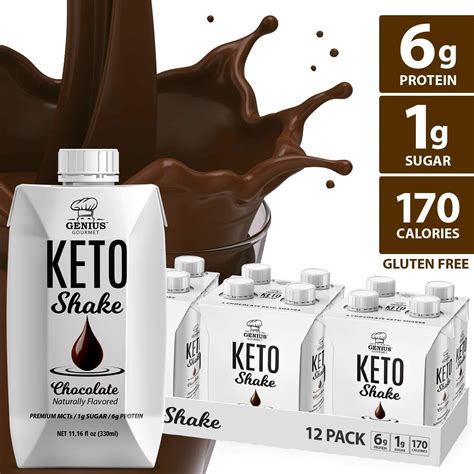 Genius Gourmet All Natural Keto Shakes Ready to Drink - Low Carb Keto ...