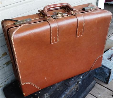 Vintage Brown Leather Suitcase Tommy Traveler