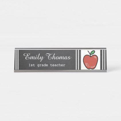 Chalkboard Red Apple Class Teacher Desk Name Plate | Zazzle.com | Name plate, Personalized desk ...