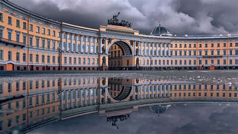 Russia Saint Petersburg Architecture Building Palace Square With Reflection HD Travel Wallpapers ...