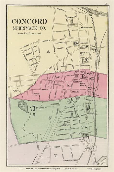 Concord, New Hampshire 1877 Old Map Reprint - Comstock & Cline State ...