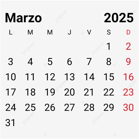 Calendario Mensual Español Marzo 2025 Vector PNG ,dibujos Calendario Mensual Español Marzo 2025 ...