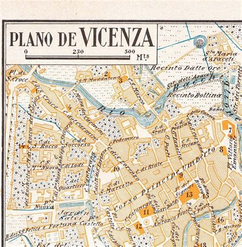 Vicenza City Map, Vintage Street Plan, 1920s Veneto Italy | City map ...