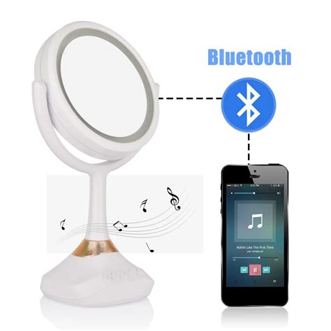 Bluetooth Speaker Touch Screen Makeup Mirror 1X/5X Magnifying Luminous ...