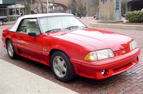 Bright Red 1991 Ford Mustang GT Convertible