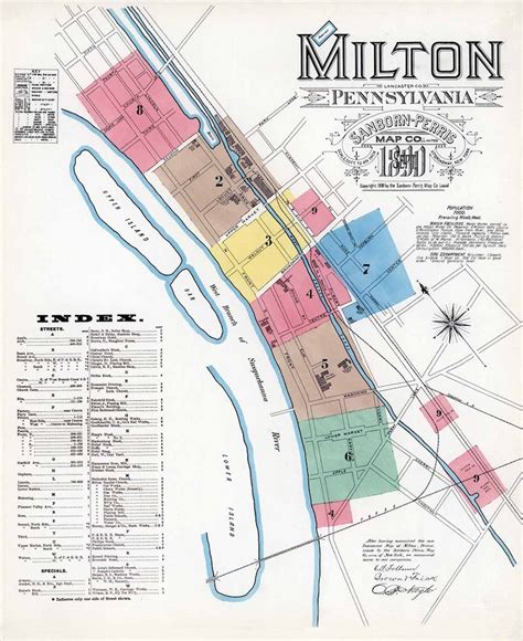 1890 Town Map of Milton Northumberland County Pennsylvania - Etsy