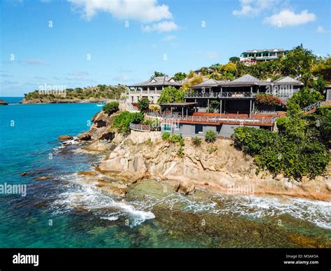 Giorgio Armani’s Cliffside Retreat, Galley Bay Beach, Antigua Stock ...