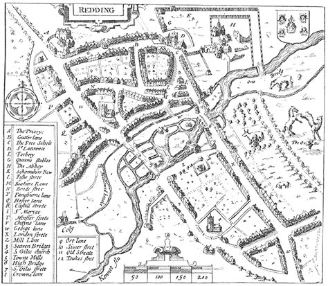 Berkshire History: Maps: John Speed's Map of Reading 1610