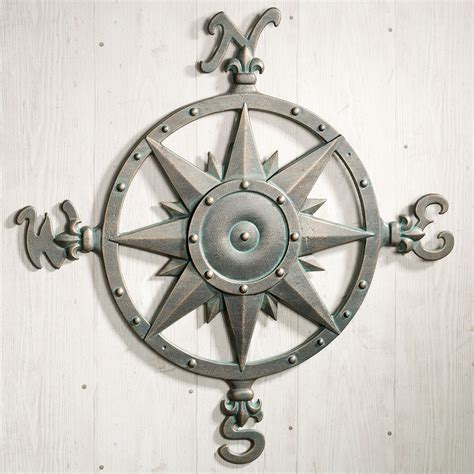 Indoor Outdoor Nautical Compass Metal Wall Art