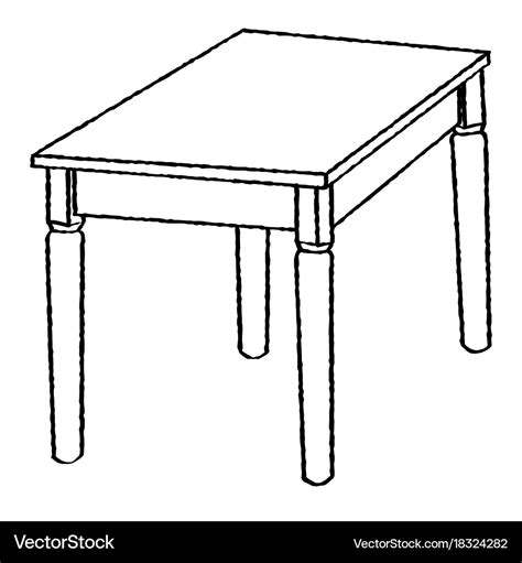 Line drawing of table -simple Royalty Free Vector Image