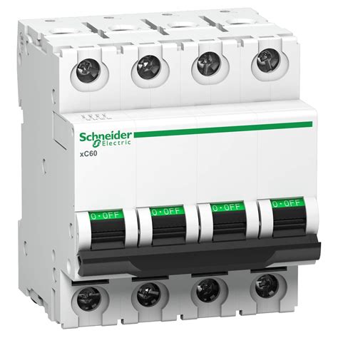 Buy Schneider Electric Acti9 MCB A9N4P40C, 40Amp 4 Pole MCB, C Curve, 10000A (10kA) White Color ...