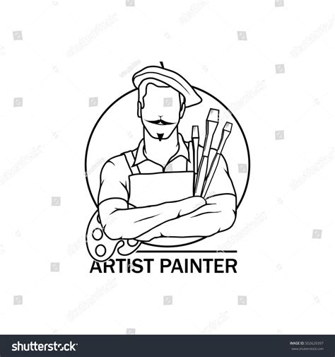 Artist Drawing Vector Logo Icon Clipart: стоковая векторная графика ...