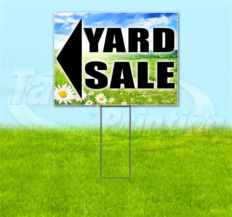 Yard Sale Left (18" X 24") Yard Sign, Includes Metal Step Stake ...