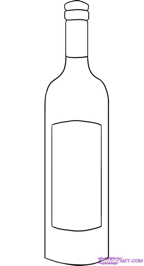 How to Draw a Wine Bottle, Step by Step, Stuff, Pop Culture, FREE ... | Wine bottle drawing ...