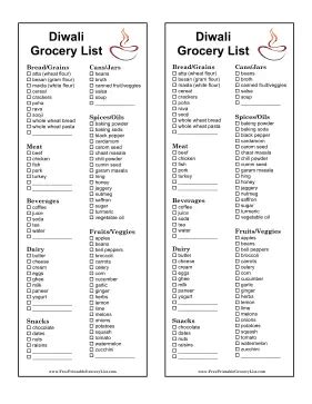 Printable Diwali Grocery List