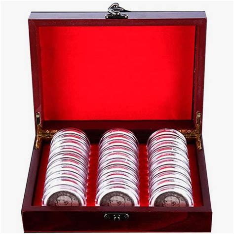 Wooden Coin Storage Box Coins Case with Lock Universal Coin Holder ...