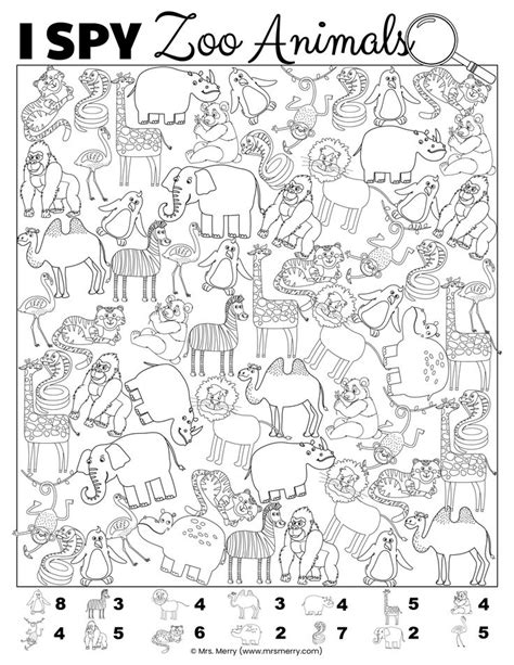 I Spy Zoo Animals Printable - Printable Word Searches