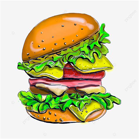 Burger Cartoon Clipart Transparent Background, Cartoon Gourmet Burger, Cheeseburger Clipart ...