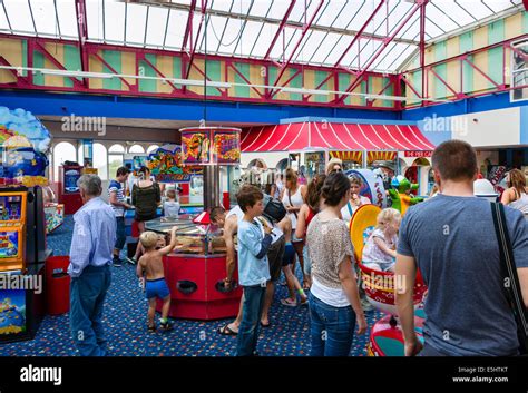 Interior of an amusement arcade on the pier in St Anne's, Lytham St ...