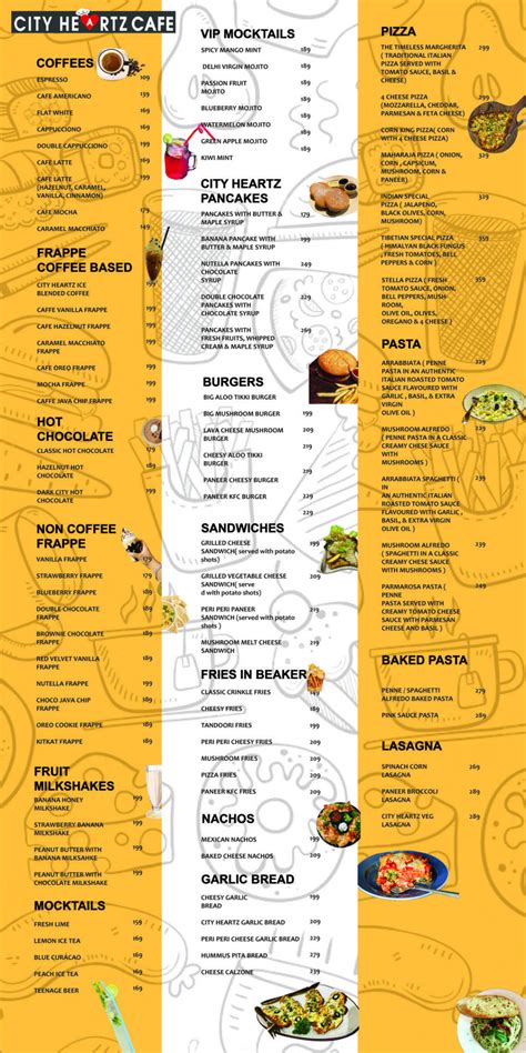 City Heartz Cafe Menu, Menu for City Heartz Cafe, Connaught Place (CP), Central Delhi, Delhi NCR