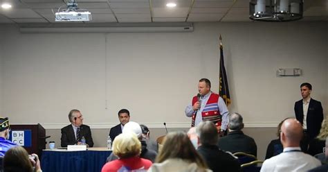 Senator Jon Tester speaks at town hall for veterans in Billings on ...