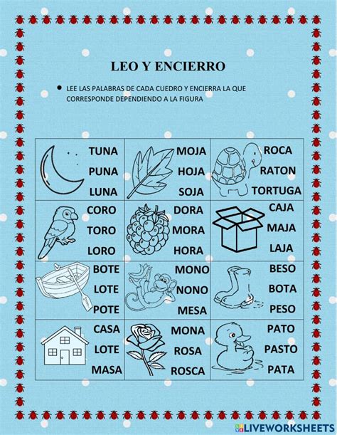 Leo y encierro worksheet | Live Worksheets