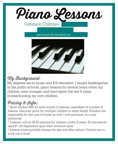 Piano Lesson Flyer Template Free - Printable Templates