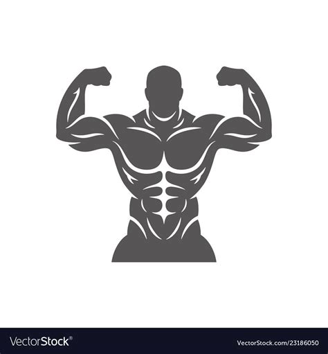 Bodybuilder male silhouette isolated on white background vector ...