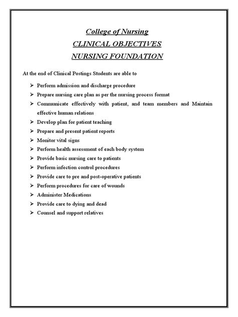 Nursing Objectives | PDF