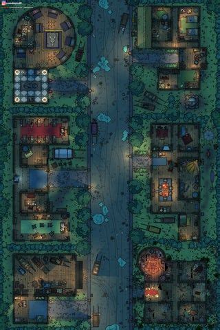 Haddonfield Street [Normal/Nightmare] [Halloween Battlemap] : battlemaps Fantasy Town, Fantasy ...