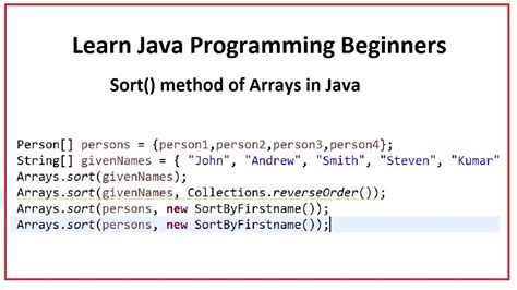 Sorting of an array in java | Sorting array in java using comparator - YouTube