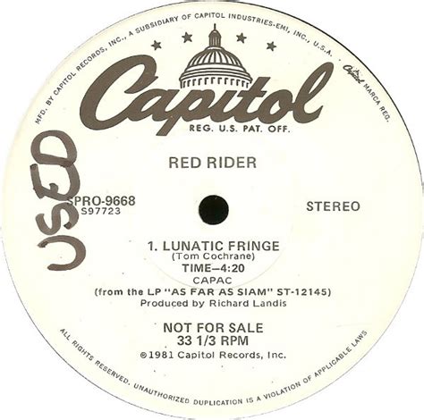 Red Rider – Lunatic Fringe (1981, Vinyl) - Discogs