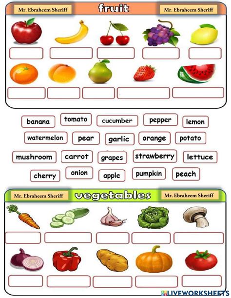 Fruits and Vegetables worksheet for Pre-intermediate | Fruit, Fruits ...