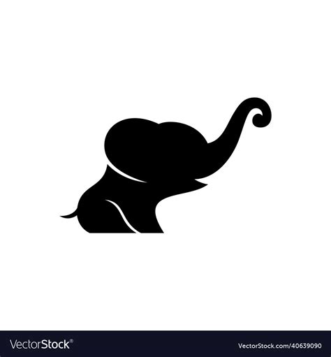 Cute baby elephant silhouette logo Royalty Free Vector Image