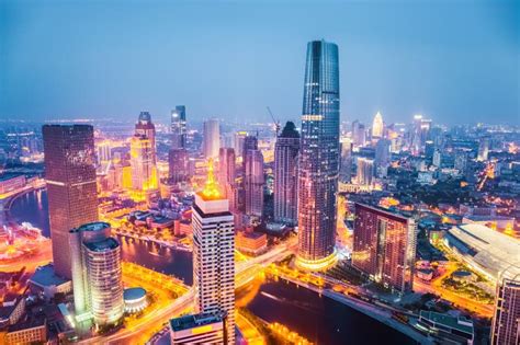 Tianjin At Night Stock Photo - Image: 56670099