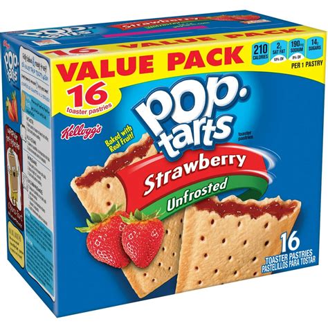 Pop-Tarts, Breakfast Toaster Pastries, Unfrosted Strawberry, 29.3 Oz ...