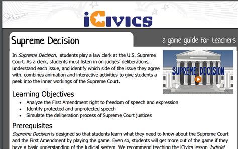 Supreme Decision Game Guide | BrainPOP Educators