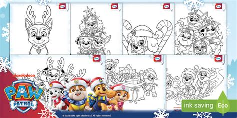 FREE! - PAW Patrol Christmas Colouring Pages | Paramount | Twinkl