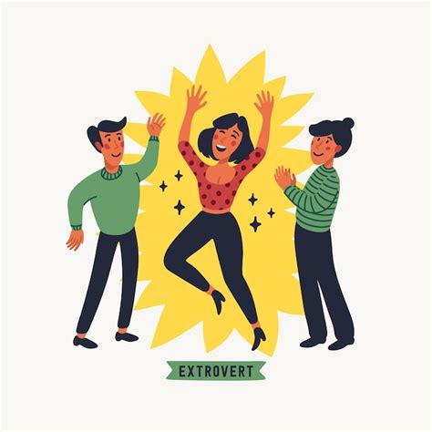 Premium Vector | Extrovert. extraversion and introversion concept - a young happy woman in the ...