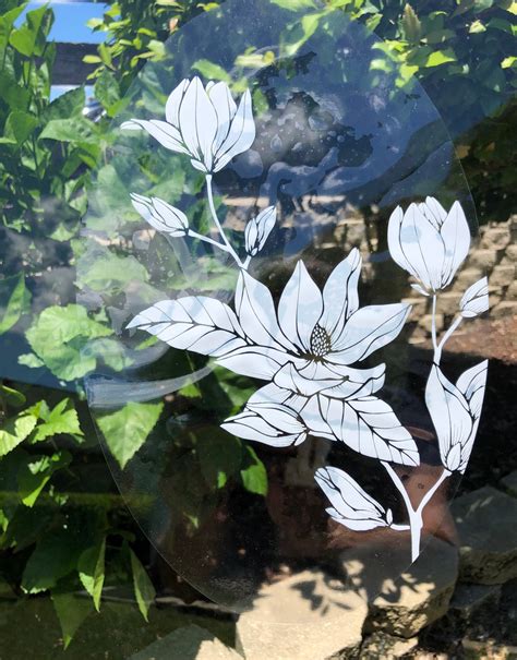 Flowers Window Cling Vinyl etched Glass Decal 8 X 12. Decorative ...