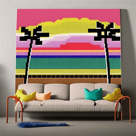 Retro Pixelated Landscape Graphic · Creative Fabrica