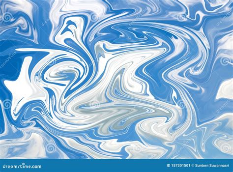 Abstract Beautiful Sky Blue Colour and White Liquid Marble Swirl ...