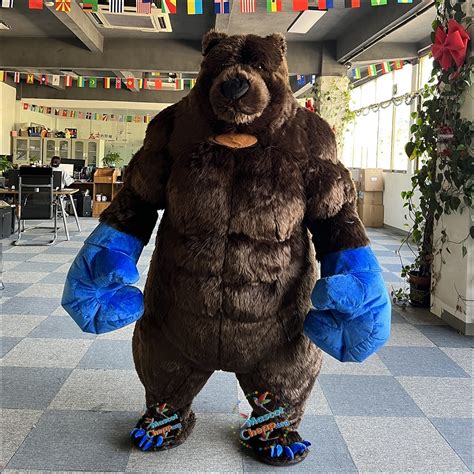 Boxing Bear Brown Inflatable Mascot Costume