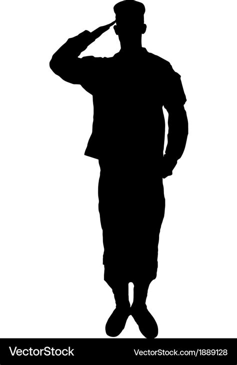 Saluting army soldier silhouette on white Vector Image