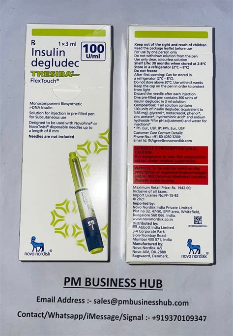 Tresiba Flextouch Insulin Pen, 100U/ml, 3 ml at Rs 2400/piece in Nagpur ...